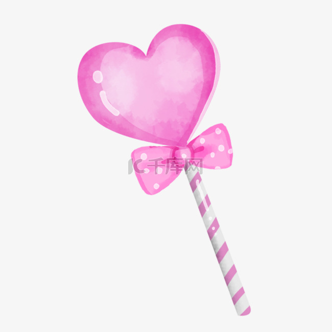 爱心糖果粉色水彩图案