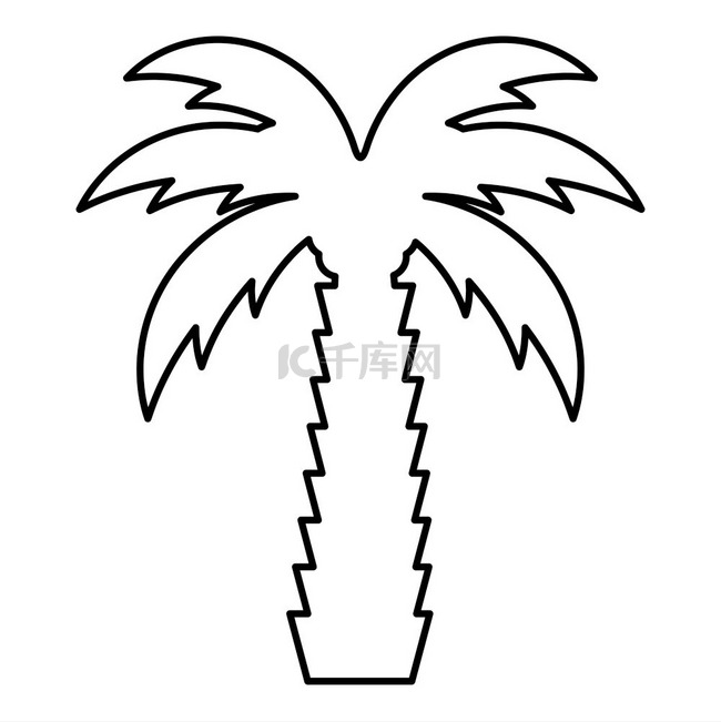 棕榈树热带椰子轮廓线图标黑色矢