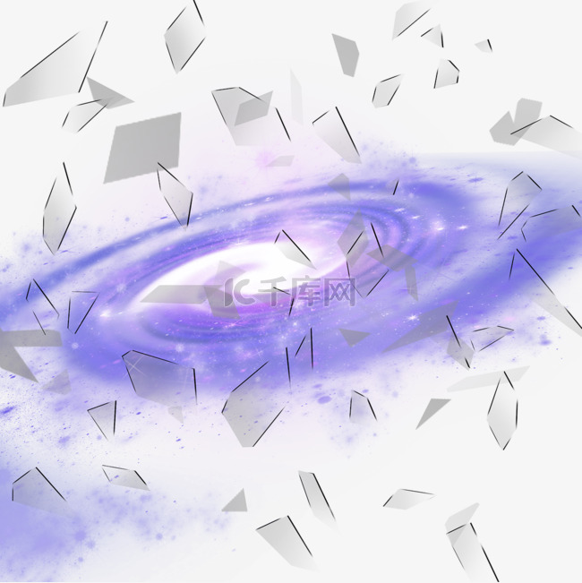 紫色星空银河太空玻璃破碎