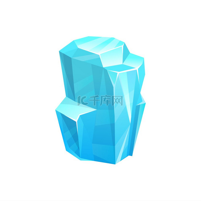 冰晶蓝色冰冻浮冰矢量块盐矿物或