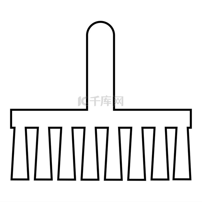 扫帚刷符号图标轮廓黑色矢量插图