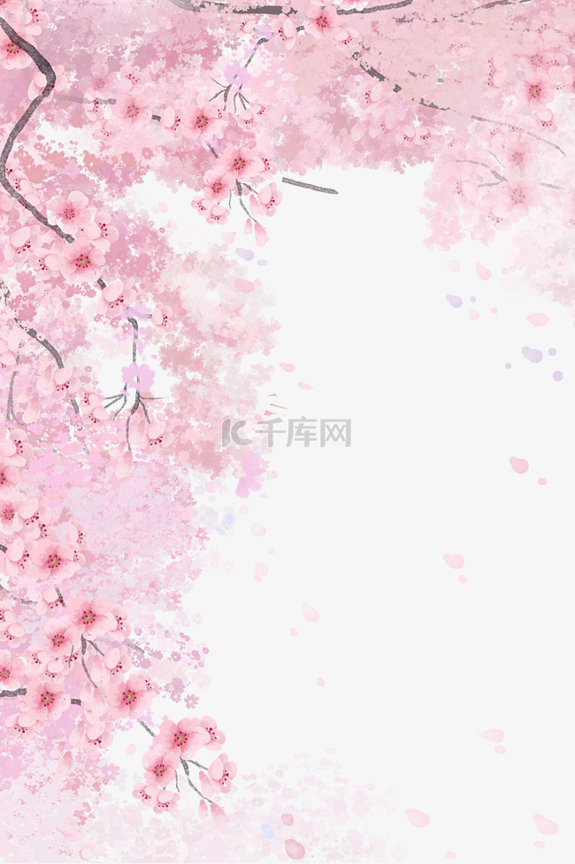 二十四节气春天春季樱花竖版海报