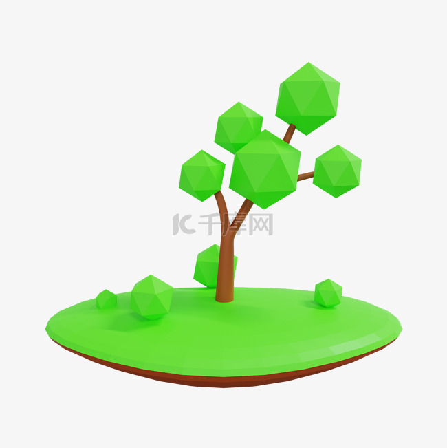 3DC4D立体绿色环保花草树木