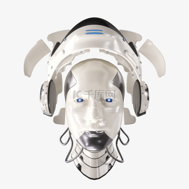 机器人头部3d金属质感分解