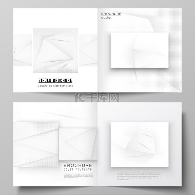 方形设计双折小册子、传单、封面