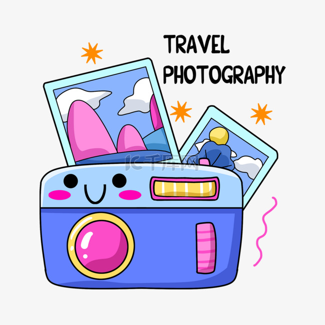 照相机可爱卡通旅行贴纸