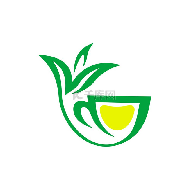 带有柠檬隔离标志设计的绿色凉茶