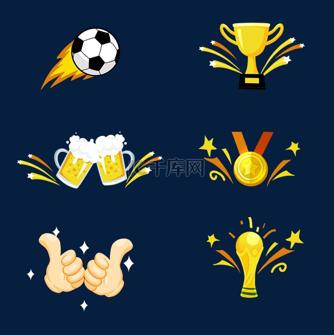 世界杯装饰图标足球奖杯