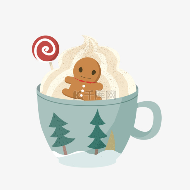 茶杯冰激凌糖果松树卡通图片