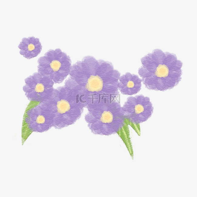小清新油画棒水粉花卉花朵紫色