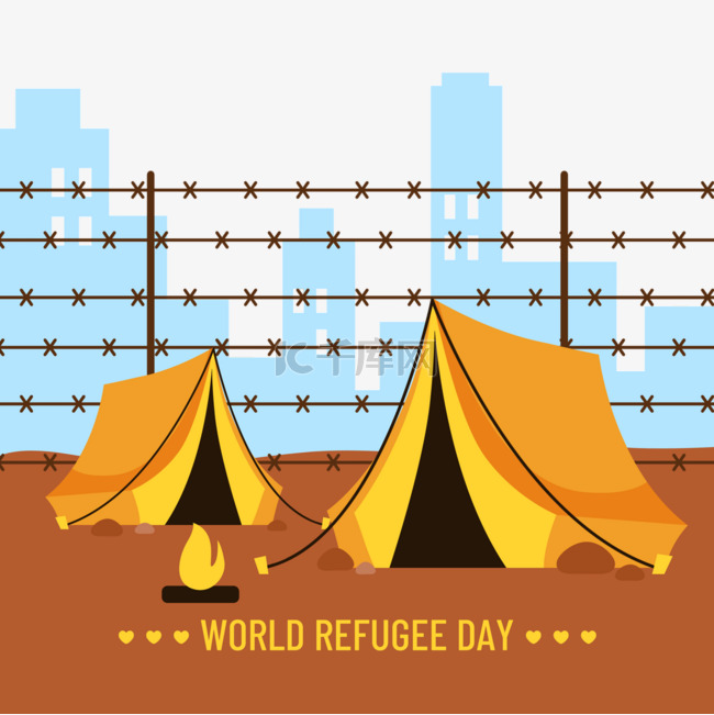 世界难民日黄色帐篷