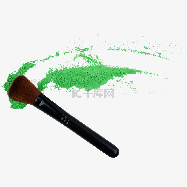 化妆刷黑色刷子绿色粉末