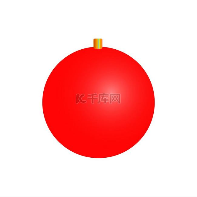 圆形的圣诞红色玩具，新年树的装