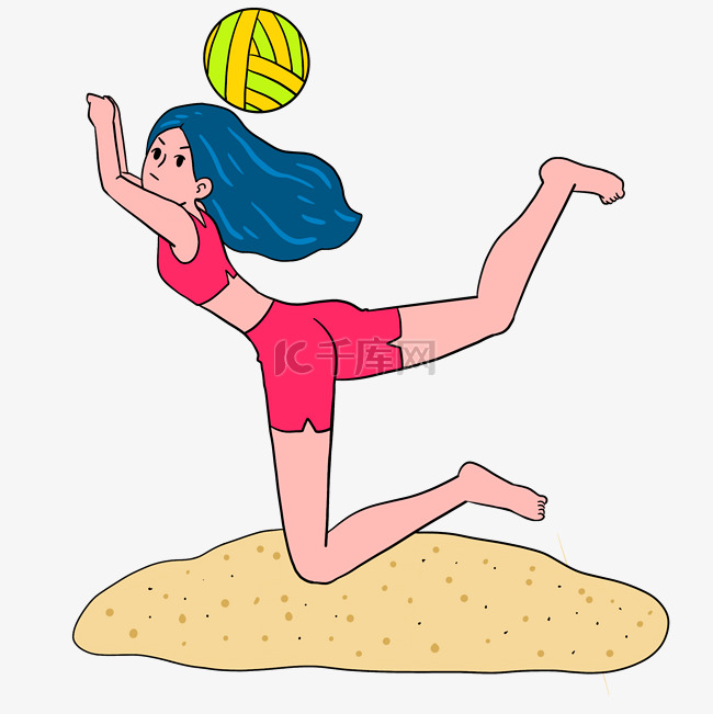 打沙滩排球的女孩