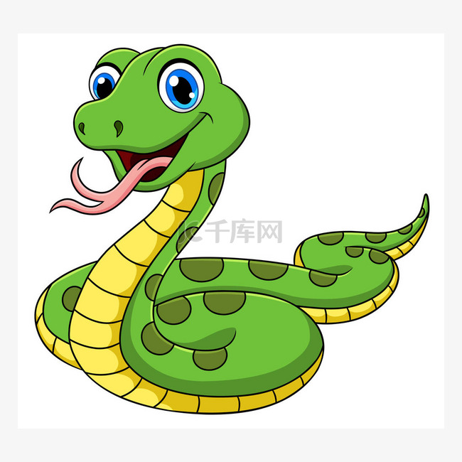 可爱的绿蛇卡通动物病媒图解