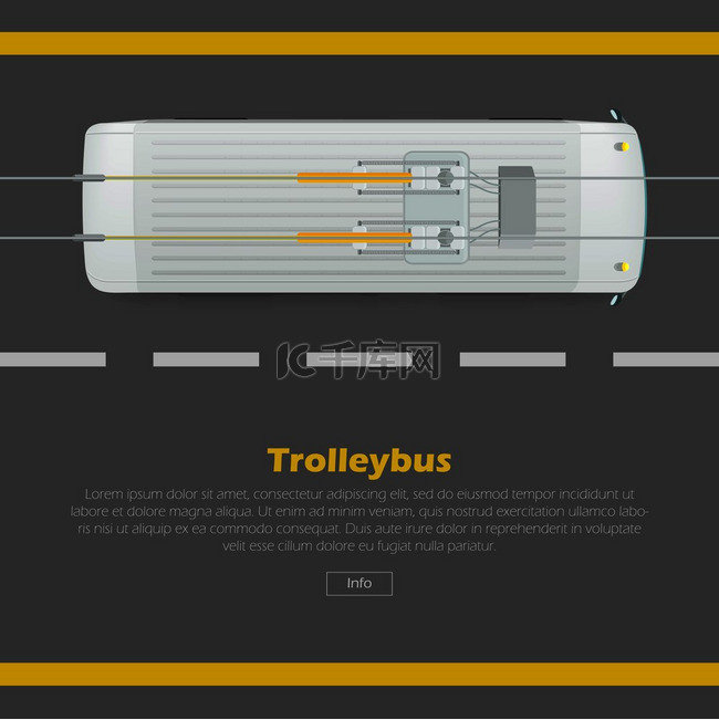 无轨电车在路上概念性网页横幅。