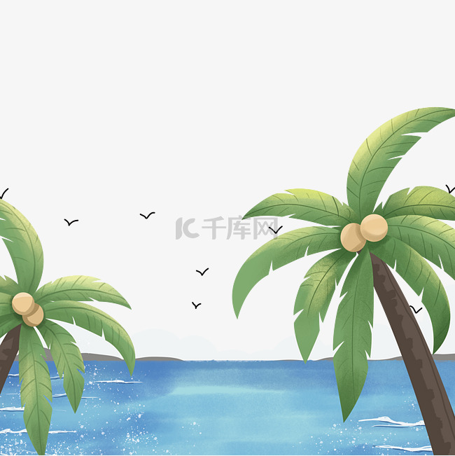 夏季植物椰子树飞鸟海边