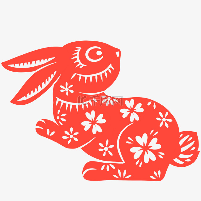 新年春节兔年窗花剪纸