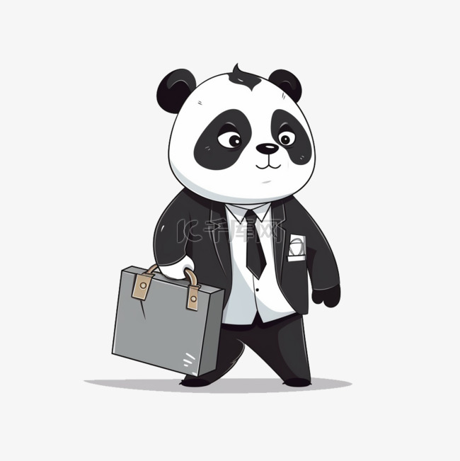 一只西装上班族熊猫