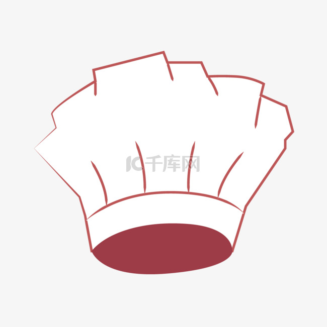 手绘红色线条卡通厨师帽