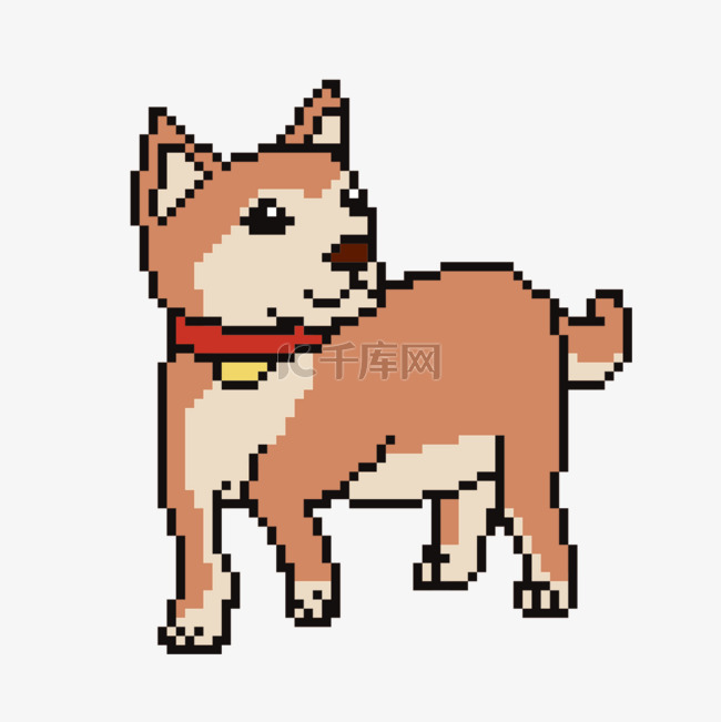 柴犬卡通像素艺术狗