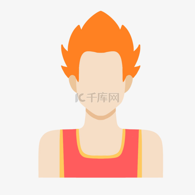 橘红色火焰发型卡通人物头像