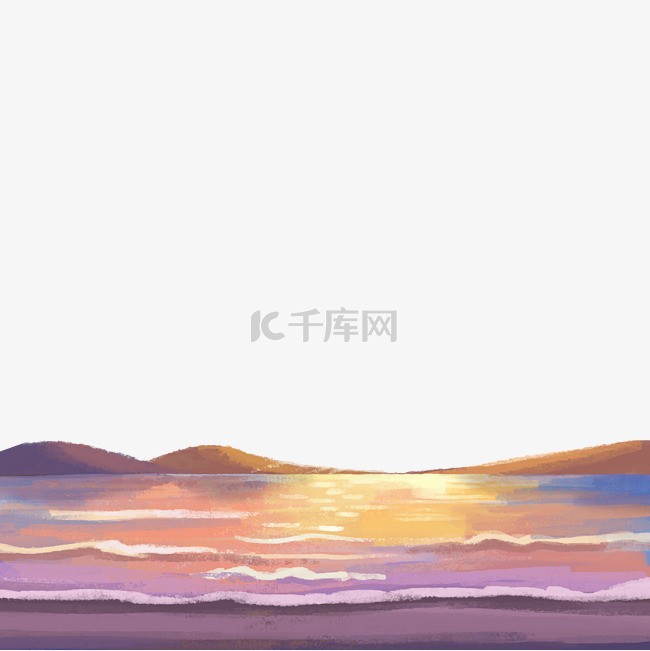 海边大海夕阳远山