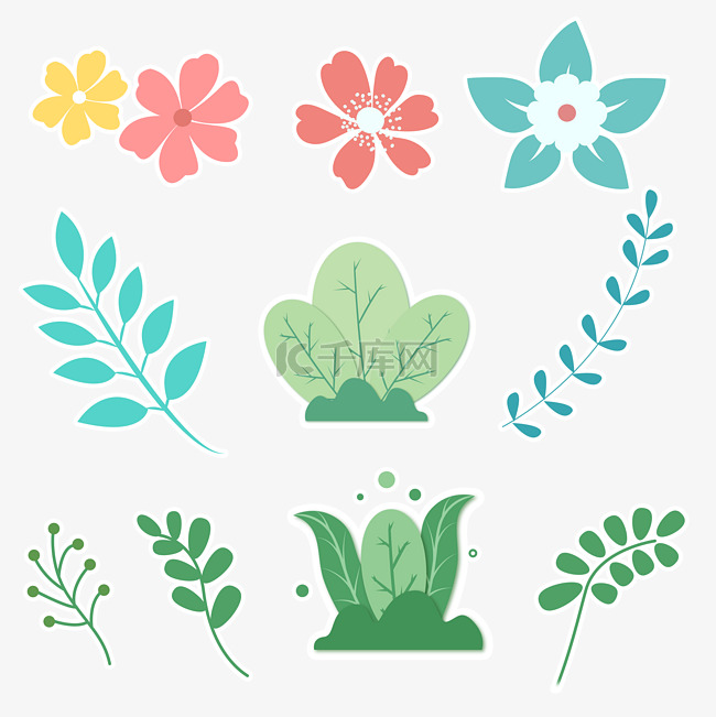 春日植物花卉贴纸