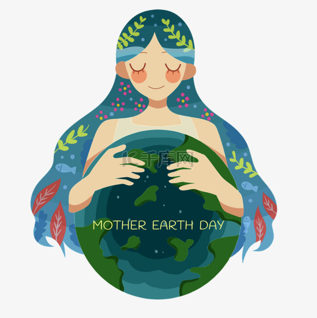 世界地球日拟人地球母亲和卡通地