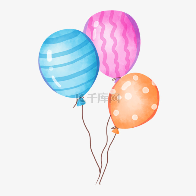 气球绳子蓝色橙色插图广告