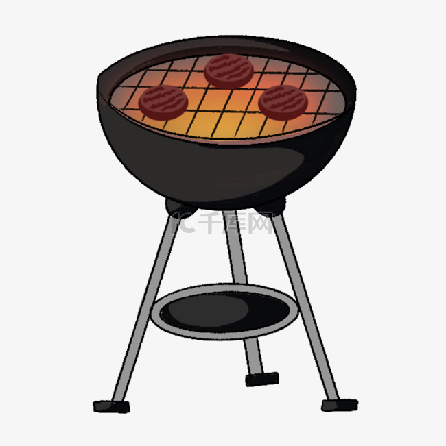 烧烤剪贴画烤肉的黑色烤炉