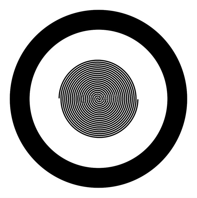 圆圈矢量图中的螺旋图标黑色