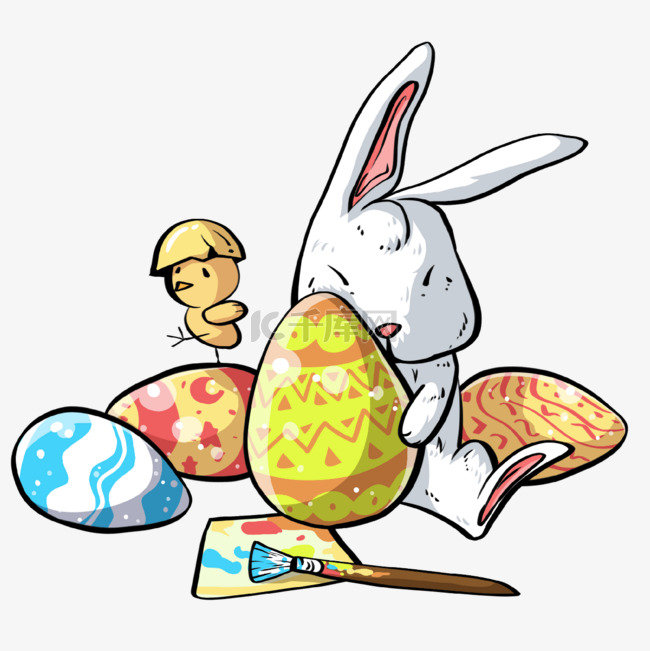 画笔小鸡兔子复活节
