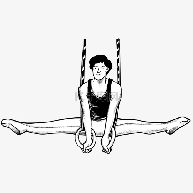 吊环体操运动员黑色抽象