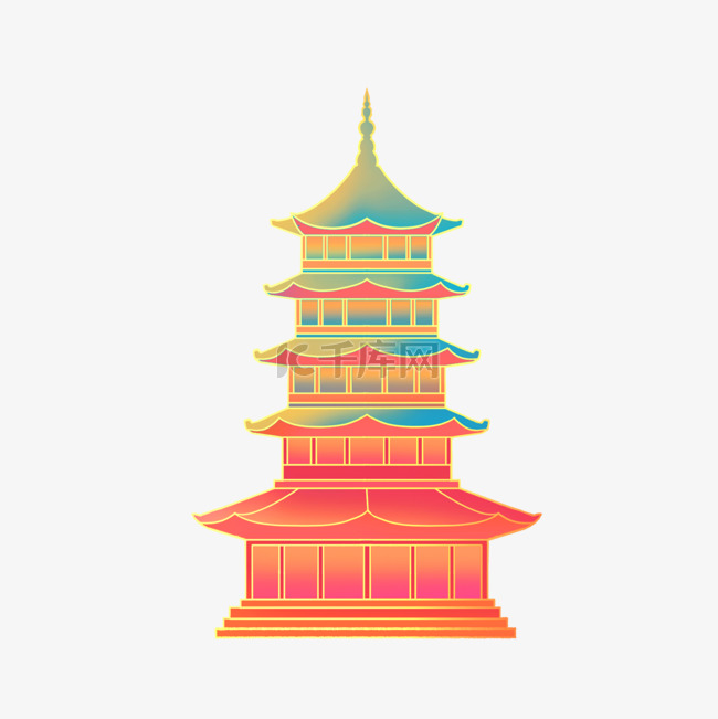 中国风国潮风建筑高塔