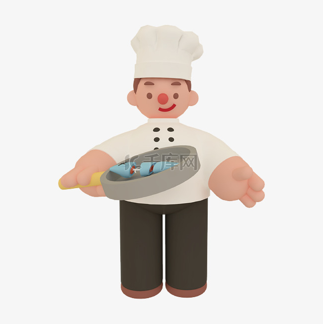 C4D立体游戏人物做饭的厨师