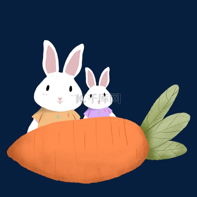 可爱动物兔子胡萝卜边框