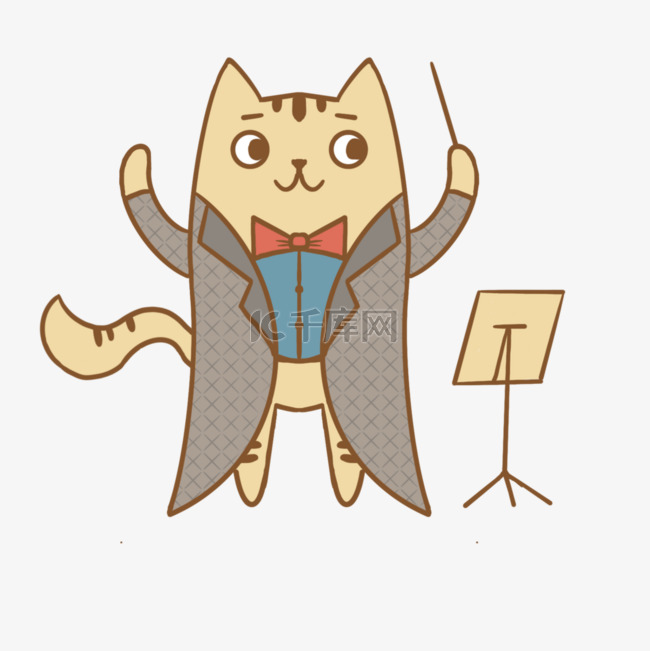 可爱的猫咪指挥员音乐家