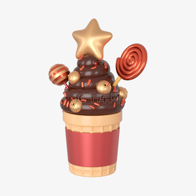 3DC4D立体巧克力冰淇淋