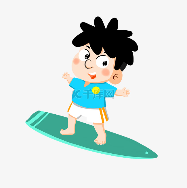 夏天水上运动冲浪男孩