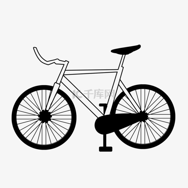 卡通线稿脚踏运动自行车剪贴画黑