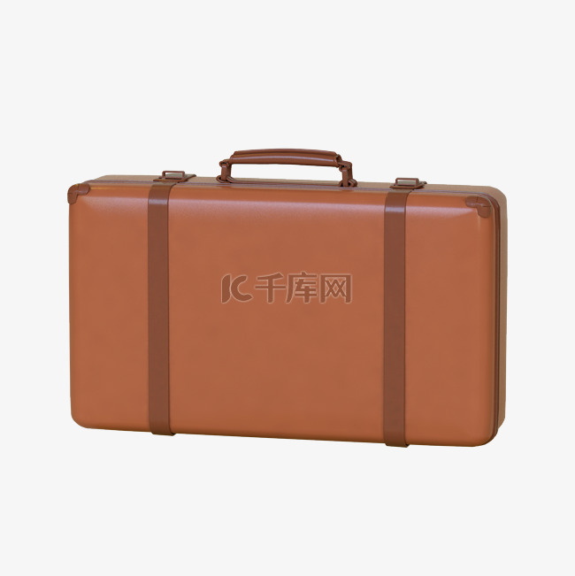 棕色C4D立体创意行李箱手提箱