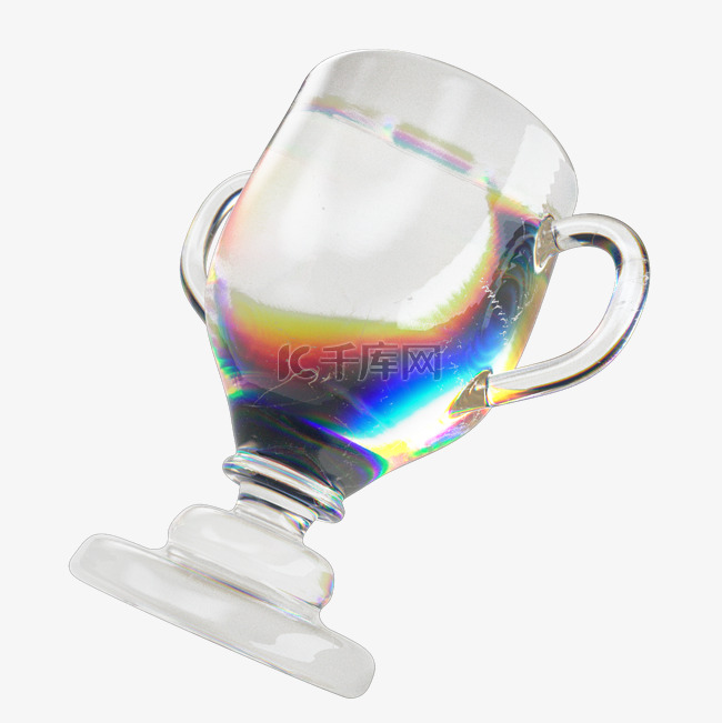 3D立体玻璃透明色散奖杯促销装饰