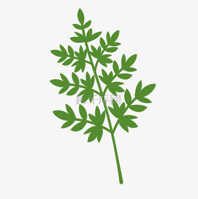 绿色平面卡通植物树叶