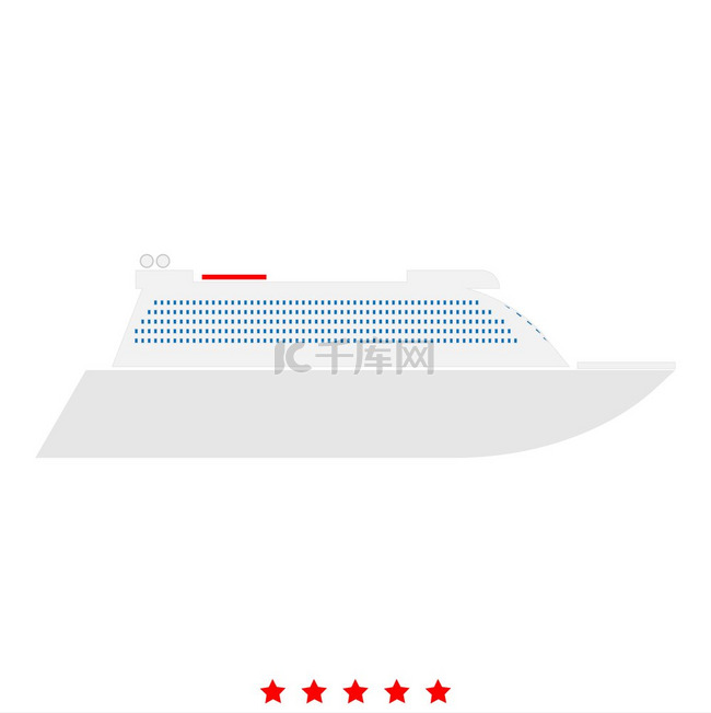 跨大西洋邮轮图标扁平风格跨大西