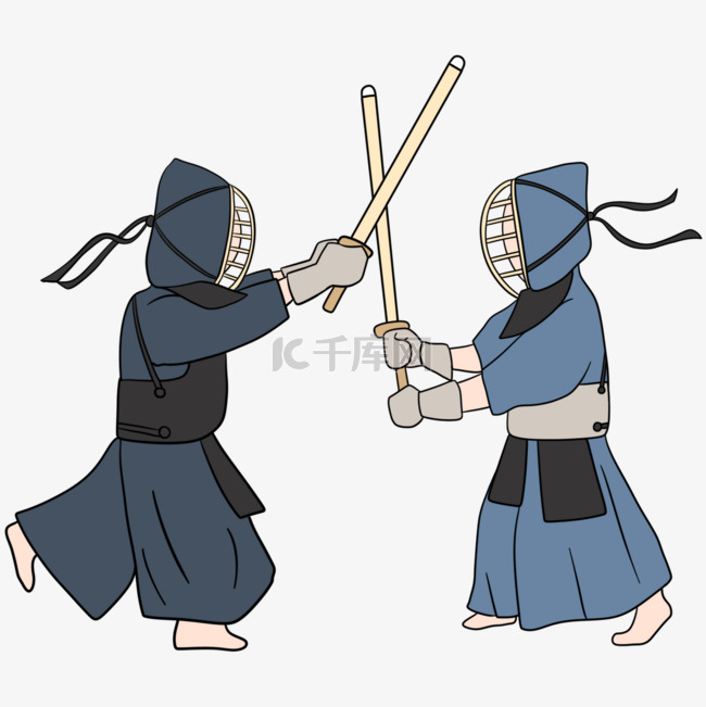 日本剑道训练卡通人物