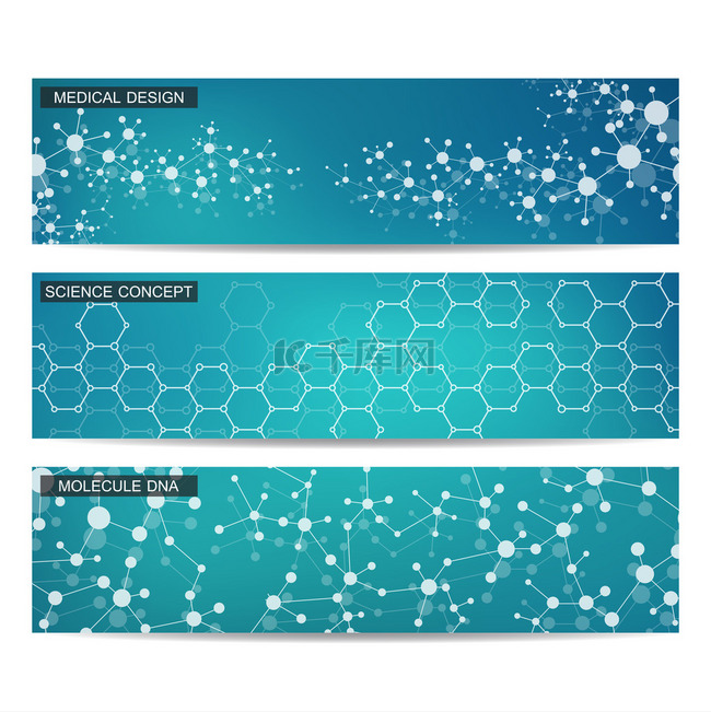 现代科学横幅的设置。分子结构 