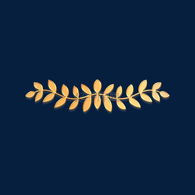立体金色浮雕麦穗植物分隔符边框