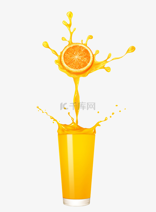 夏天喷溅水果甜橙果汁清凉