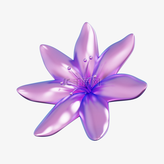 3DC4D立体酸性紫色渐变花朵